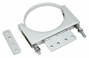 Exhaust Cab Mounting Clamp 5" for Kenworth Chrome Steel With Tab U-Bolt Style B - Picture 1 of 6
