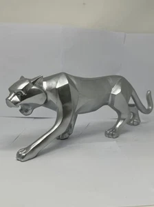 Silver Resin Porcelain Wildlife Abstract Jaguar Statue Decor Ornament For Home - Picture 1 of 1