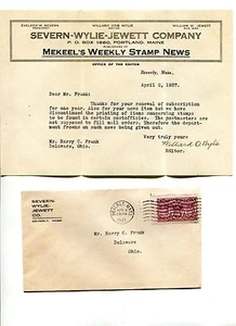 Vintage Werbung Umschlag & Briefkopf SEVERN WYLIE JEWETT Beverly MA 1937 - Bild 1 von 1