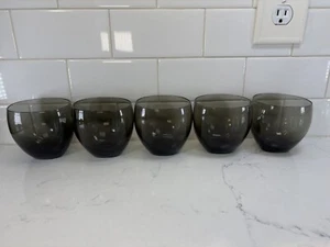 5”-Smokey Gray 10 oz Drinking Glasses Oval-shaped Tumblers 3.5” - Picture 1 of 15