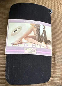 Honors Fashion Cable Black  Hosiery Tights Size C/D Nylon Spandex  Machine Wash - Picture 1 of 2