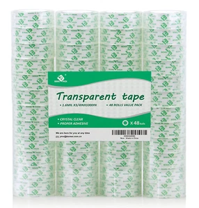 48 Rolls Crystal Clear Transparent Tape, Stationery Tape Refills Rolls for Dispe - Picture 1 of 12
