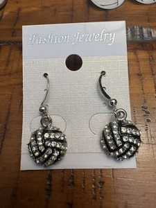 Fashion Women Crystal Volleyball Dangle Small Earrings - Picture 1 of 1