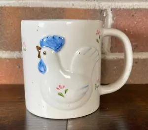 Vintage Otagiri Coffee Mug White and Blue Hen Chicken - Picture 1 of 7