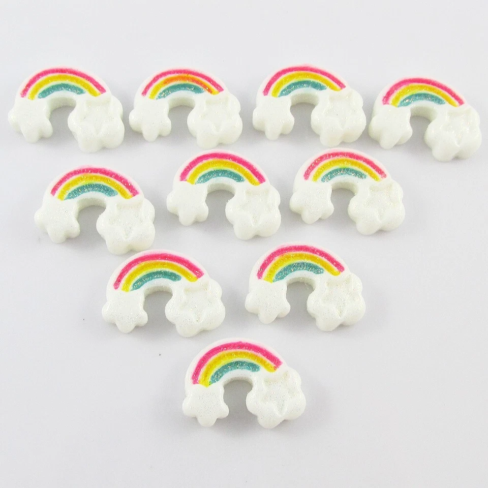 10pcs DIY Resin Glitter Magic Rainbow Cabochon 23x16mm For Cards Hair Clips - image 1 of 1