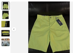 Vineyard Vines Boys Wild Lime Green Stretch Cotton Breaker Shorts Sz 18 - Picture 1 of 4