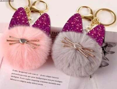 Chaveiro fofo bola pom pom, chaveiro pom pom para mulheres bolsa feminina para meninas - Imagem 1 de 4