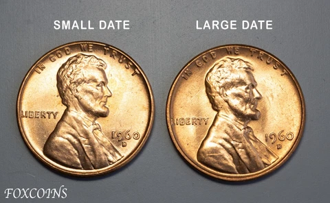1960 D BU Lincoln Cent, Large & Small Date, Free Shipping To US Cover