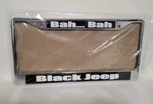Metal license plate frame, BAH...BAH BLACK JEEP - Picture 1 of 2