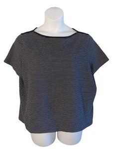 Ralph Lauren 2X Navy Blue White Stripe Knit Shirt Top Tee RLL - Picture 1 of 3