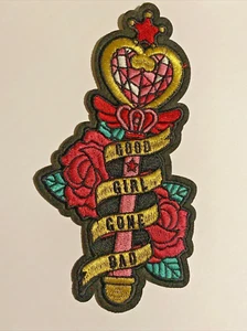 Bestickter Aufnäher/Bügelbild-Motiv Sailor Moon Good Girls Gone Bad Herz 6,5 Zoll x 3,5 Zoll - Bild 1 von 1