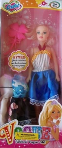 Vogue Fashion Girl Doll with Dresses and Accessories (Blue, Stripe, Lace, Satin) - Picture 1 of 3