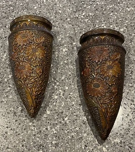 VTG Set of Tokanabe Japanese Pottery Wall Pockets Flower 8” vase - Picture 1 of 20