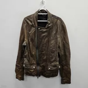 Allsaints Altamount Distressed Brown Leather Motorcycle Biker Jacket Coat Medium - Picture 1 of 10