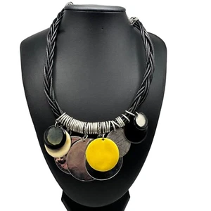 Collana Chico's Nuova Con Etichetta Jewlery Statement 19" Regolabile Intrecciato Corda Cerchi - Foto 1 di 10