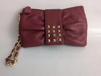 Bolsa de mão de couro Paolo Masi pulseira borgonha marrom arco ~ Feita na Itália - Imagem 1 de 4