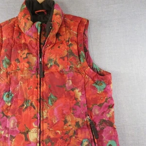 Eddie Bauer Down Vest Women's S "Full Zip" Floral "All Over" Paisley Water Color - Picture 1 of 8
