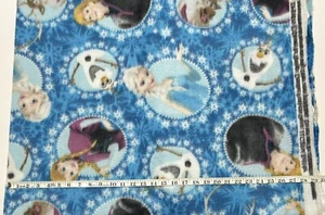 NEW Fleece fabric - Disney Frozen Characters In Circles - 58” Wide by 54” Long - Picture 1 of 2