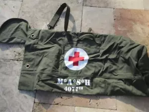 US Army Mash Medical Corps Seesack Canvas Duffle Bag Navy Vietnam WWII Red Cross - Bild 1 von 2
