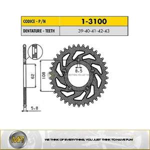 APRILIA TUONO 125 DE 2003 A 2007 CORONA EN ACERO SUNSTAR PASO 520 CON 43 DIENTES - Imagen 1 de 1