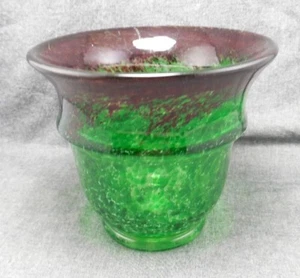 Czech Green & Brown glass vase Art Glass Heavy LARGE - Picture 1 of 9