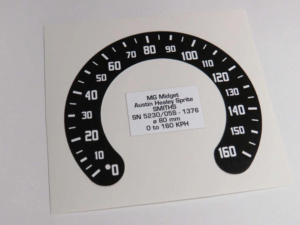 Autocollant conversion compteur SMITHS MPH en KPH pour MG Midget ø 80 - Photo 1/2