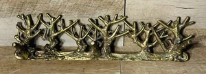 VTG Solid Brass Wall Mount Hanging Key Rack 3 Hooks 12" Tree Branches Textured - Picture 1 of 8