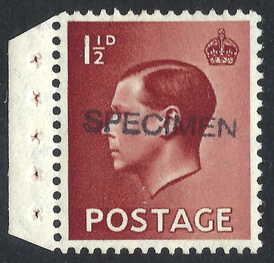 KEVIII sg459 1½d red-brown SPECIMEN Type 30 - unmounted mint — 第 1/1 张图片