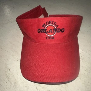 Orlando Florida FL USA Red Visor Hat Adult Red Hook Loop Logo Travel Souvenir - Picture 1 of 7