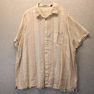 Tasso Elba Island Shirt Mens 3XLT Tall Linen/Cotton Button Striped Short Sleeve - Image 1 of 4