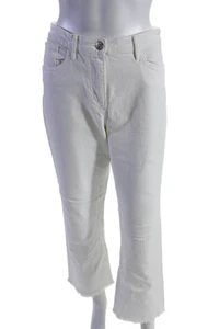 3x1 NYC Womens Zipper Fly High Rise Fringe Cropped Jeans White Denim Size 32 - Picture 1 of 5