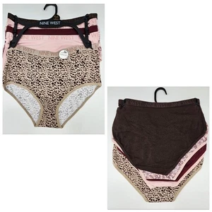 Nine West 5 Stück Damen S M L XL Baumwolle Slip Logo Höschen braun rosa weinrot beige - Bild 1 von 5