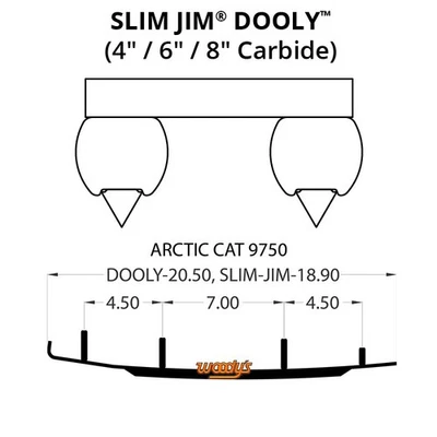 Varillas de desgaste de carburo Woodys Dooly - 4 pulgadas. para Arctic Cat King Cat 900 EFI 2005-2006 Foto 1 de 2