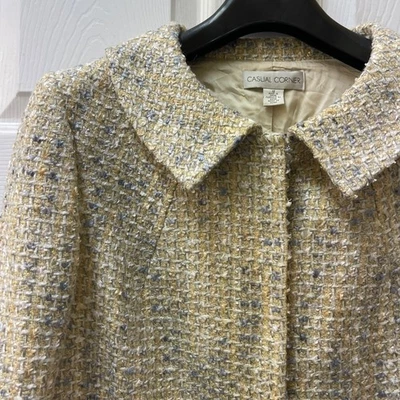 Blazer de tweed vintage informal de esquina para mujer talla 12 beige/dorado forrado ropa de trabajo Foto 1 de 4