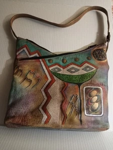 Bolso de hombro de cuero pintado a mano ANUSCHKA Southwestern  - Imagen 1 de 6