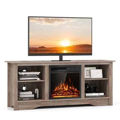 58" TV Stand with 18" Electric Fireplace Heater 750W/1500W w/ Remote for 65" TV - Image 1 of 4