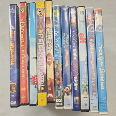 Lot of 11 DVD Movies: Kids Christmas Frosty Elf Santa Rudolph Sandler Mickey - Image 1 of 4