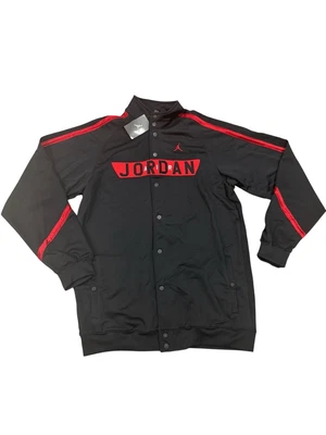 NWT Jordan Jacket Mens XLT Black Red Snap Up Warmup Jumpman Black/Red - Image 1 of 4