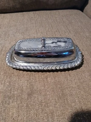 Vintage Irwinware Chrome Plated Butter Dish With Glass Insert and Lid - Image 1 of 4
