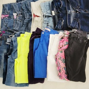 19 Pairs Bulk Resale Lot- Girls Denim Jeans Shorts Skorts Sizes 10, 12, 14/16 - Picture 1 of 11