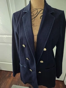 Anne Klein Dk. Blazer Azul Marino/Indigo Denim y Acabado Tinte Imitación Doble Pecho - M - Imagen 1 de 9