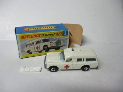 Matchbox Lesney Superfast SF3 Mercedes Binz Скорая помощь - ШИРОКИЕ КОЛЕСА И АРКИ, коробка - Изображение 1 из 2