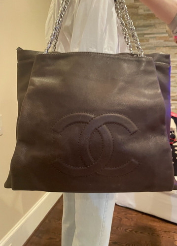 Borsa Chanel Marrone Vintage Caviale CC Grande Collezione 2008 2009 Rara