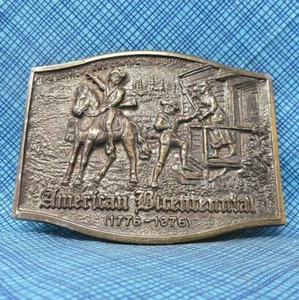 Paul Revere USA 1976 Patriot Belt Buckle Artist James Lind Vtg 70s WSAW .CPA252 - Picture 1 of 7