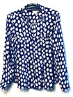 Maeve by Anthropologie Sz 4 S Blouse Shirt Long Sleeve Blue/White/Red Strawberry