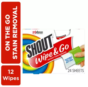 Shout Wipe and Go Smacchiatore istantaneo, per macchie di bucato in movimento, 12 pezzi - Foto 1 di 11