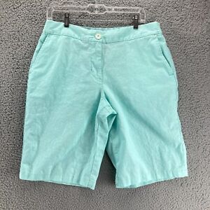 Westbound Womens Linen Blend Shorts Size 14 Blue Pockets 12" Inseam
