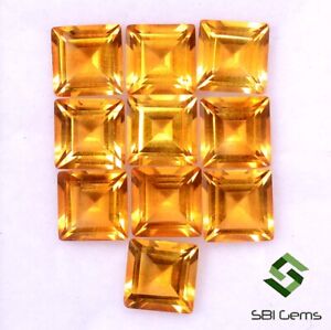 Natural Citrine Square Cut 6 mm Lot 10 Pcs Extra Golden Color Best Loose Gems