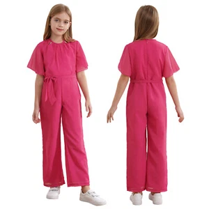 Kids Girls Rompers Pageant Overalls Bowknot Leotard Casual Jumpsuit Fashion - Picture 1 of 71