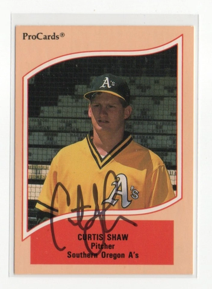 CURTIS SHAW SOUTHERN OREGON ATHLETICS A'S 1990 PROCARDS IP/TTM AUTOGRAPH AUTO - Image 1 of 1